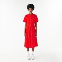 Lacoste Kadın Flare Fit Polo Yaka Kırmızı ElbiseF8M