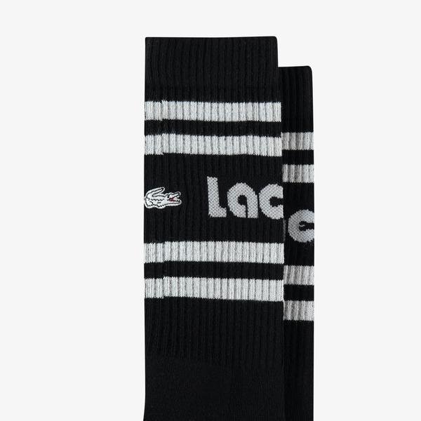 Lacoste Unisex Baskılı Siyah Çorap