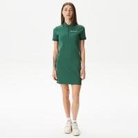 Lacoste Kadın Straight Fit Yarım Fermuarlı Yeşil Elbise132