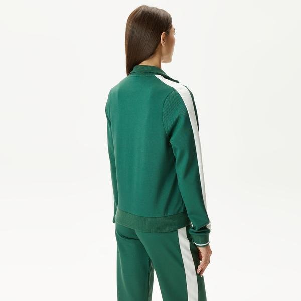 Lacoste Kadın Regular Fit Fermuarlı Yeşil Sweatshirt