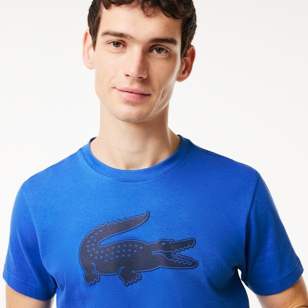 Lacoste Erkek Regular Fit Bisiklet Yaka Baskılı Mavi T-Shirt