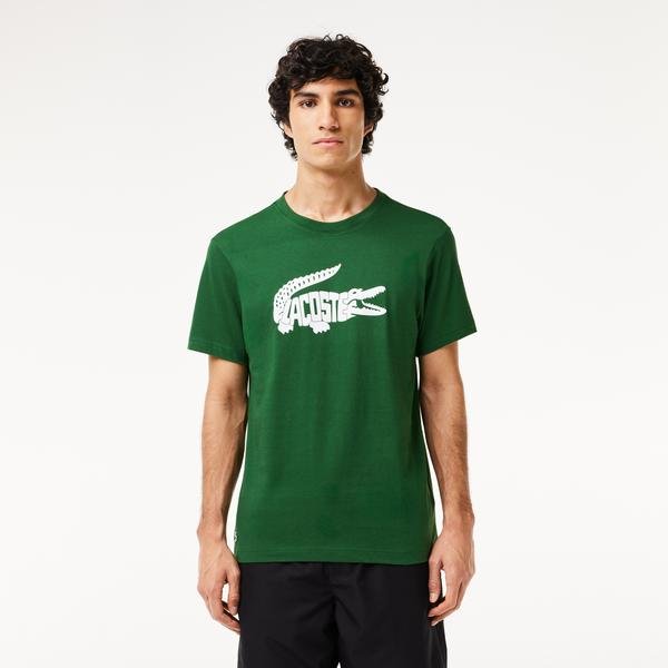 Lacoste SPORT Erkek Regular Fit Bisiklet Yaka Baskılı Yeşil T-Shirt