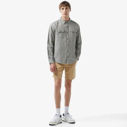 Lacoste Erkek Slim Fit Keten Bej Bermuda Bej