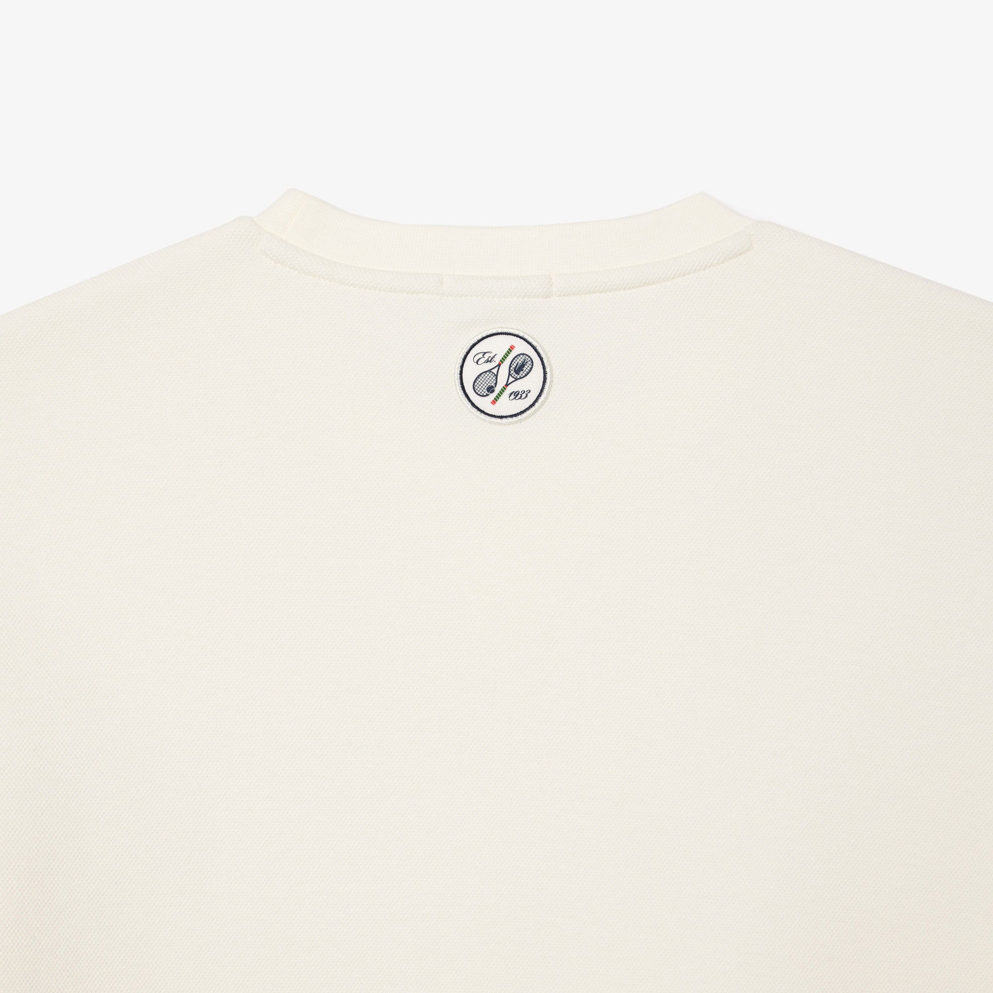 Lacoste Roland Garros Unisex Relaxed Fit Bisiklet Yaka Beyaz Sweatshirt