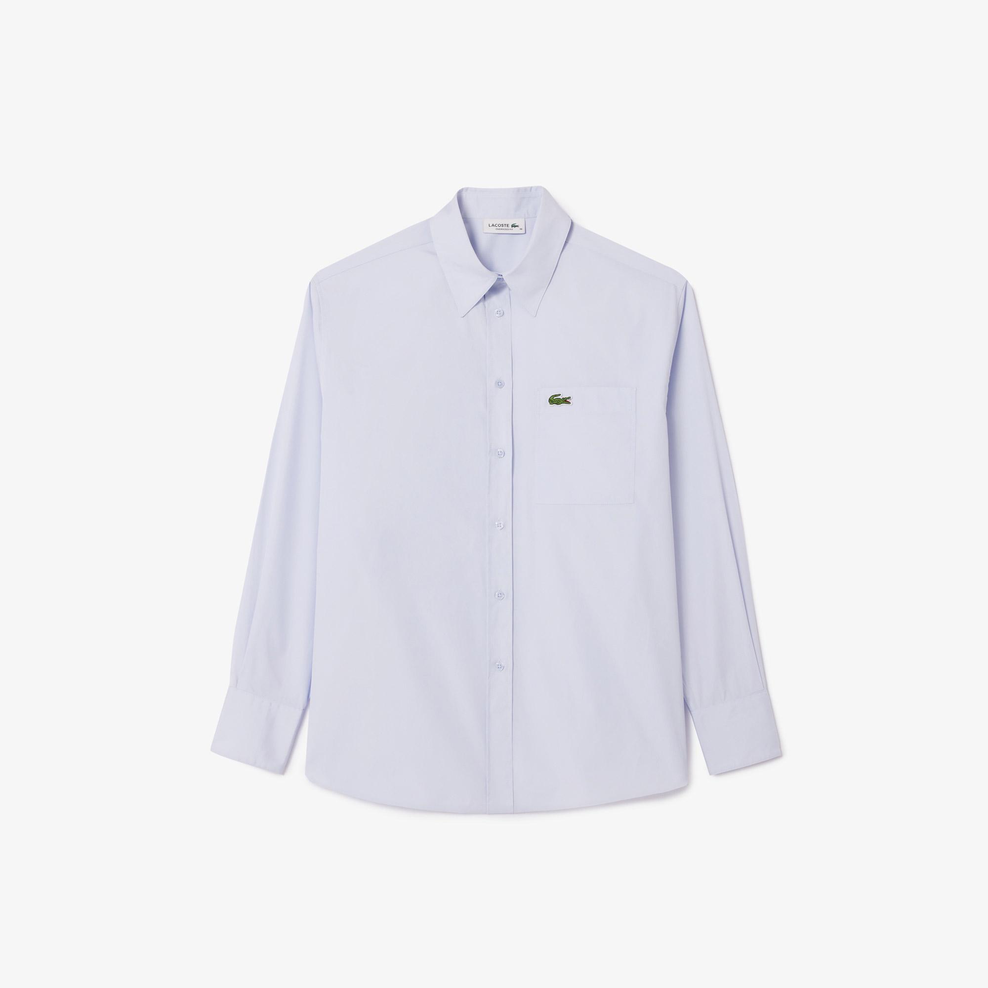 Lacoste Kadın Oversize Çizgili Mavi Gömlek