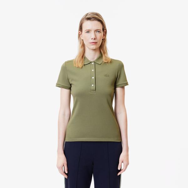 Lacoste Kadın Slim Fit Haki Polo