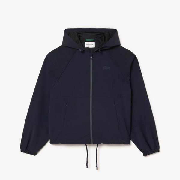 Lacoste Kadın Relaxed Fit  Kapüşonlu Lacivert Mont_4
