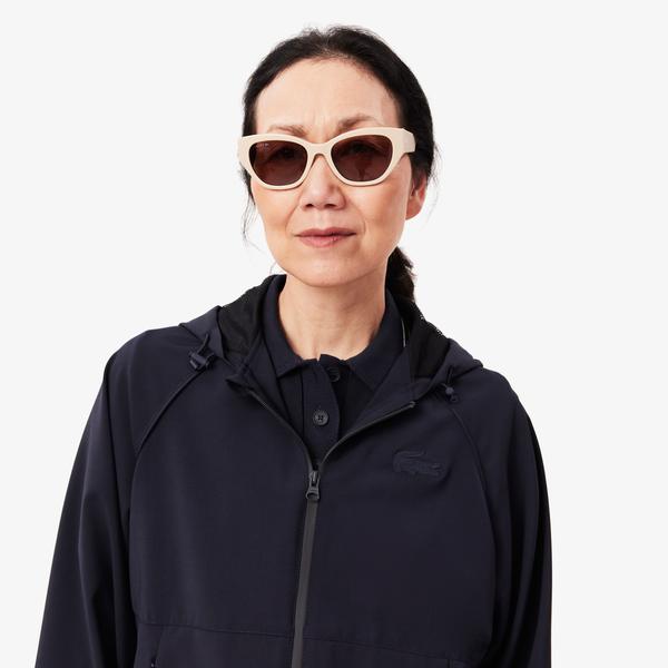 Lacoste Kadın Relaxed Fit  Kapüşonlu Lacivert Mont_3