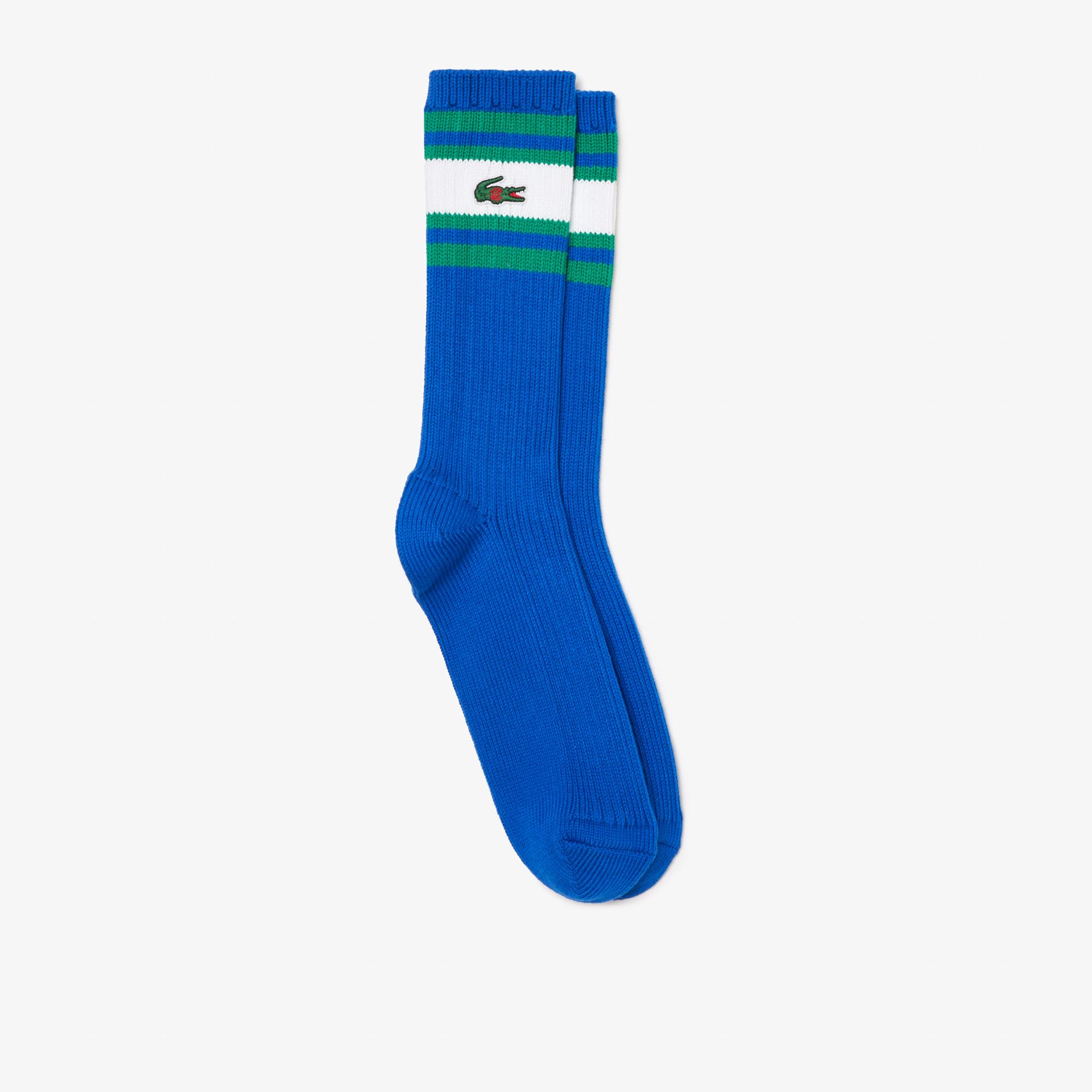 Lacoste X CLOT Kadın Çizgili Mavi Çorap