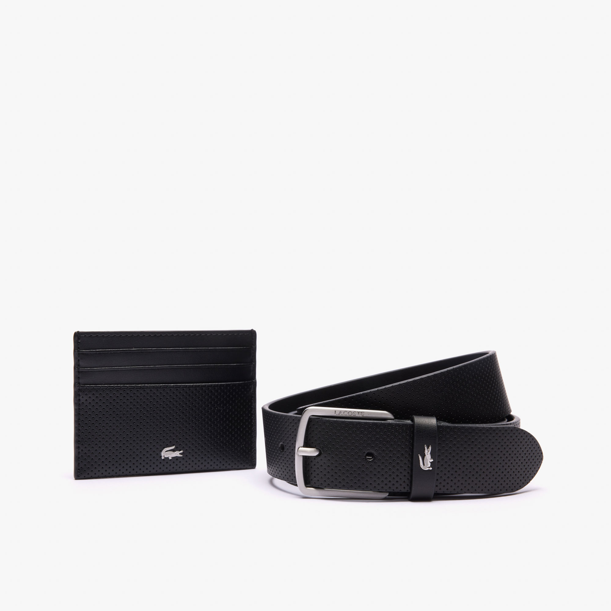 Lacoste Elegance  Erkek Deri 2'li Siyah Hediye Seti -1