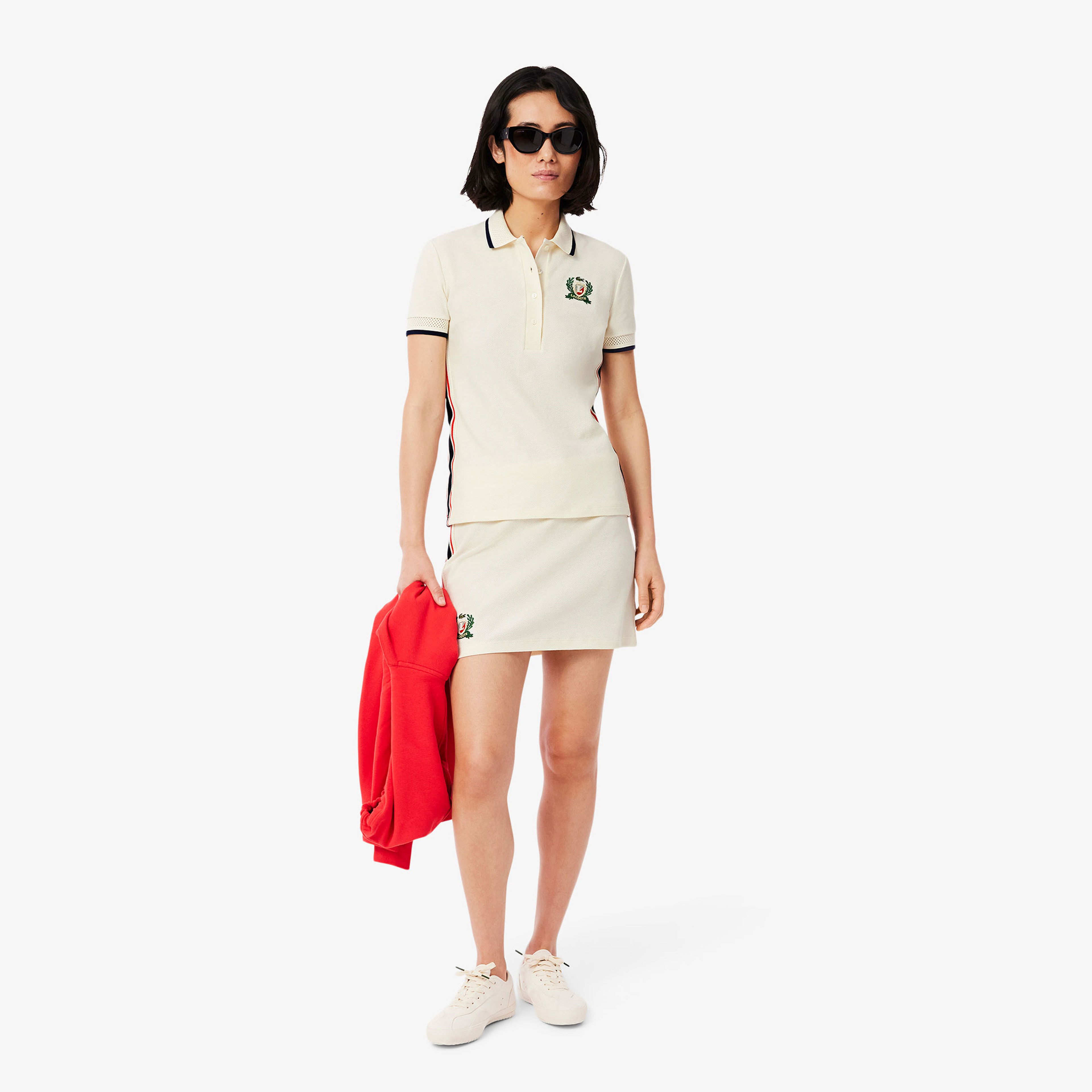Lacoste Kadın Slim Fit Renk Bloklu Lacivert Polo