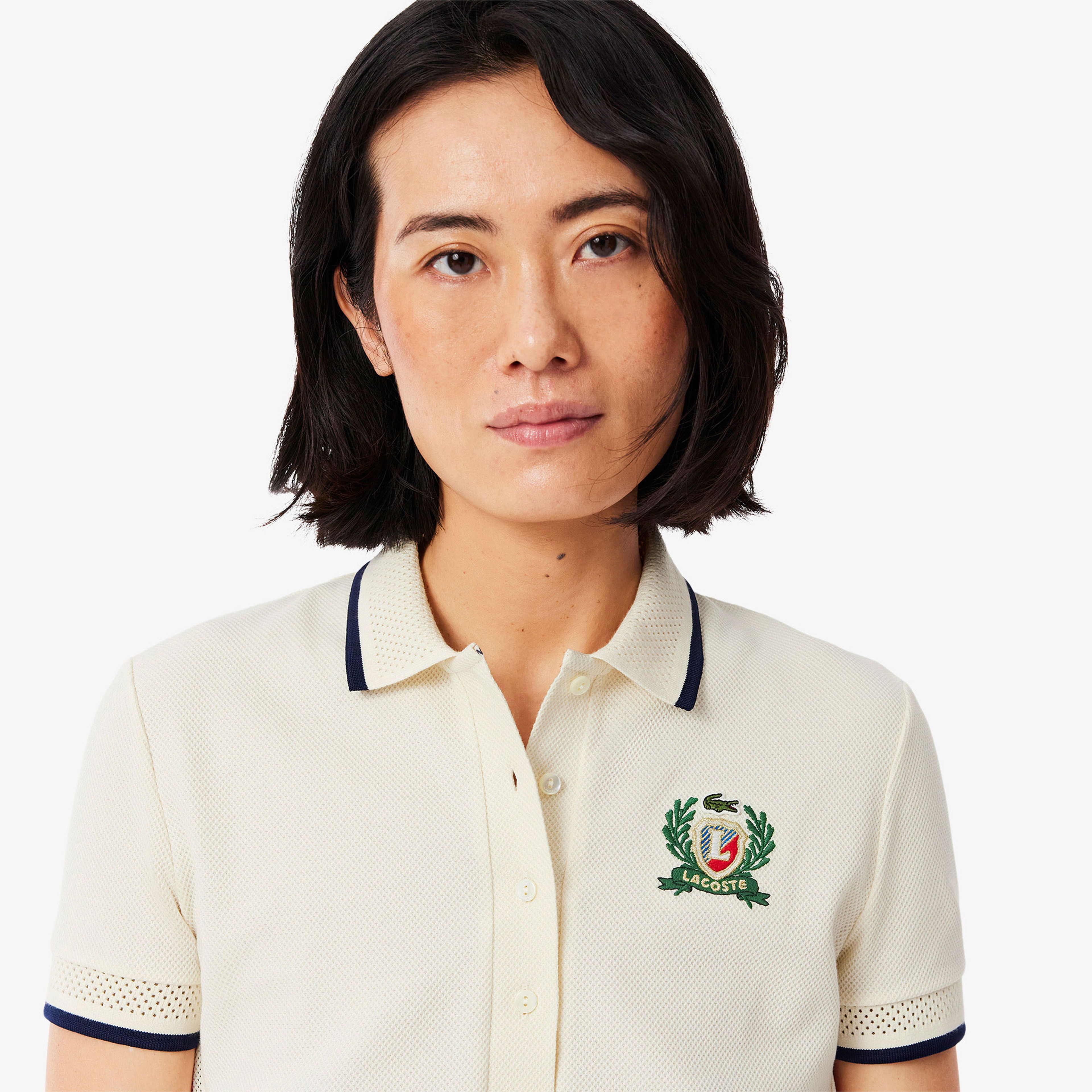 Lacoste Kadın Slim Fit Renk Bloklu Lacivert Polo