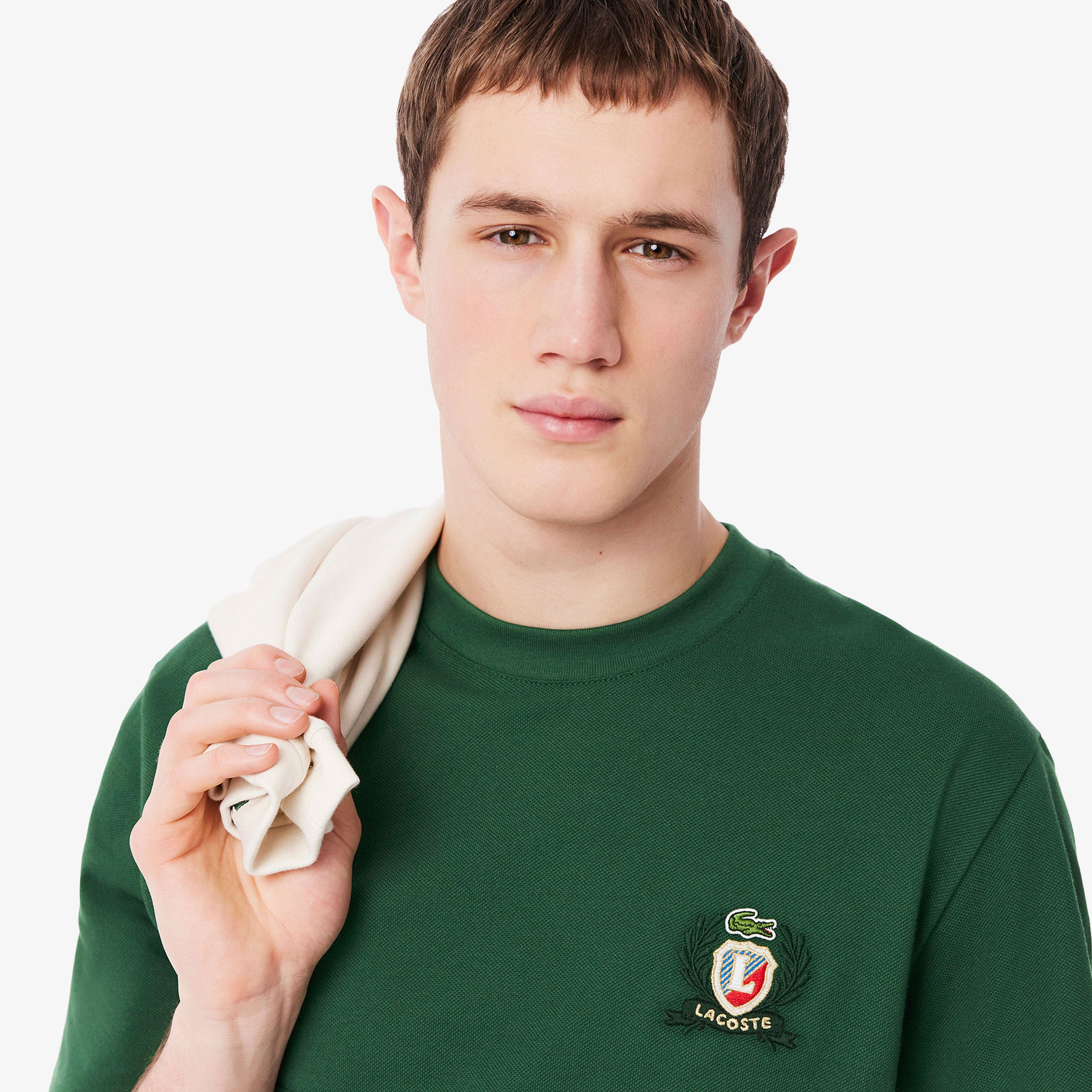 Lacoste Erkek Classic Fit Bisiklet Yaka Desenli Koyu Yeşil T-Shirt