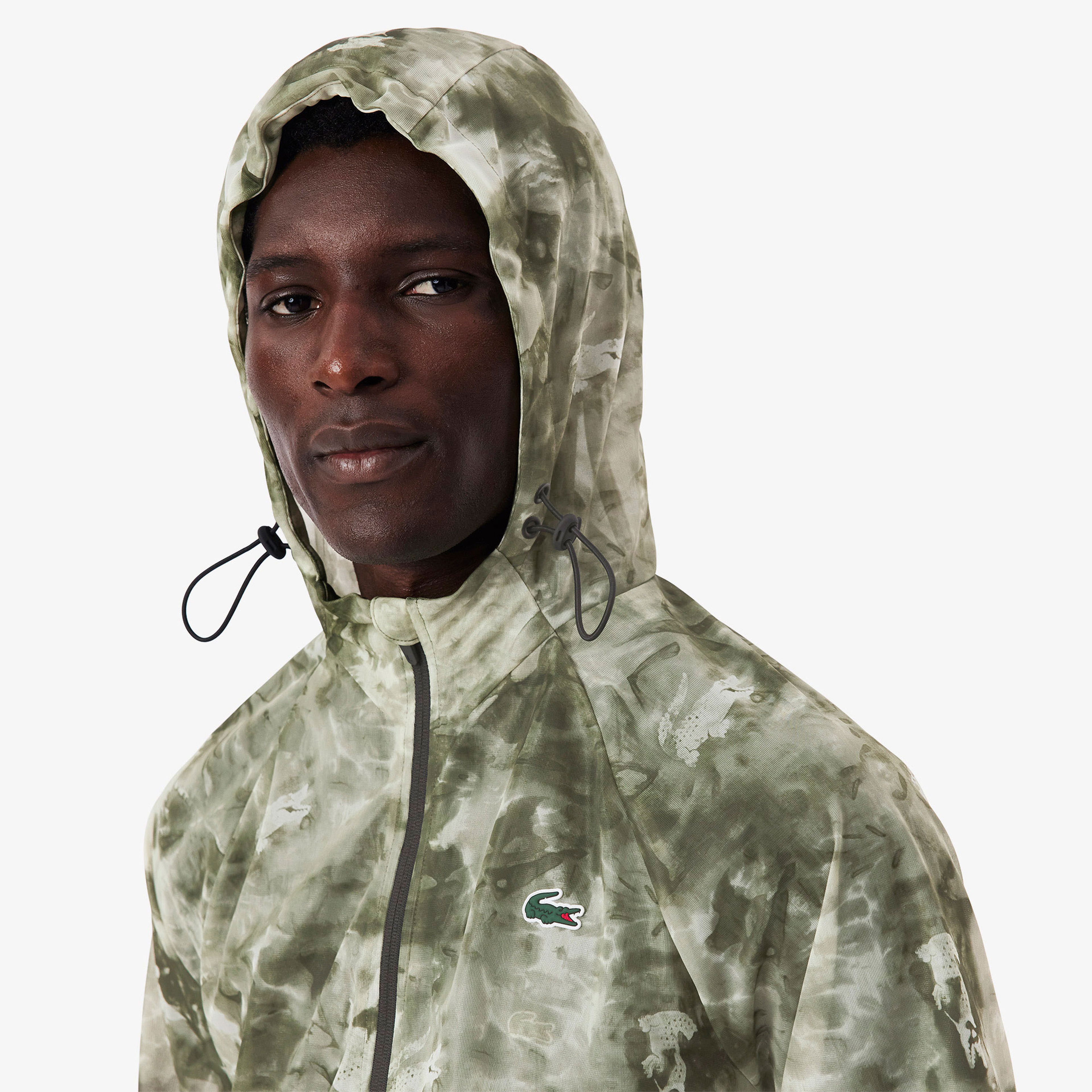 Lacoste Erkek Kayık Yaka Baskılı Yeşil Ceket