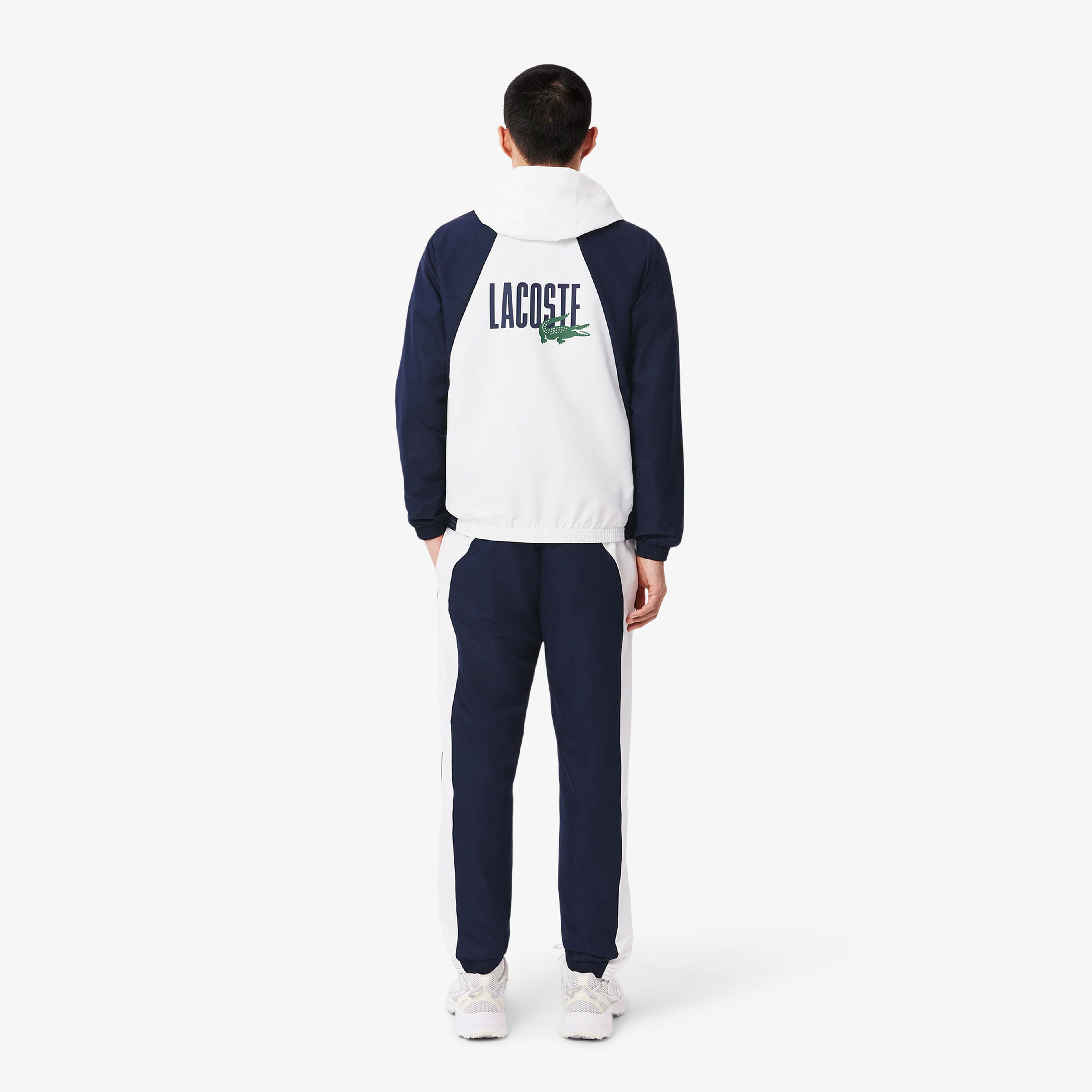 Lacoste Erkek Regular Fit Kapüşonlu Renk Bloklu Beyaz Eşofman Takımı
