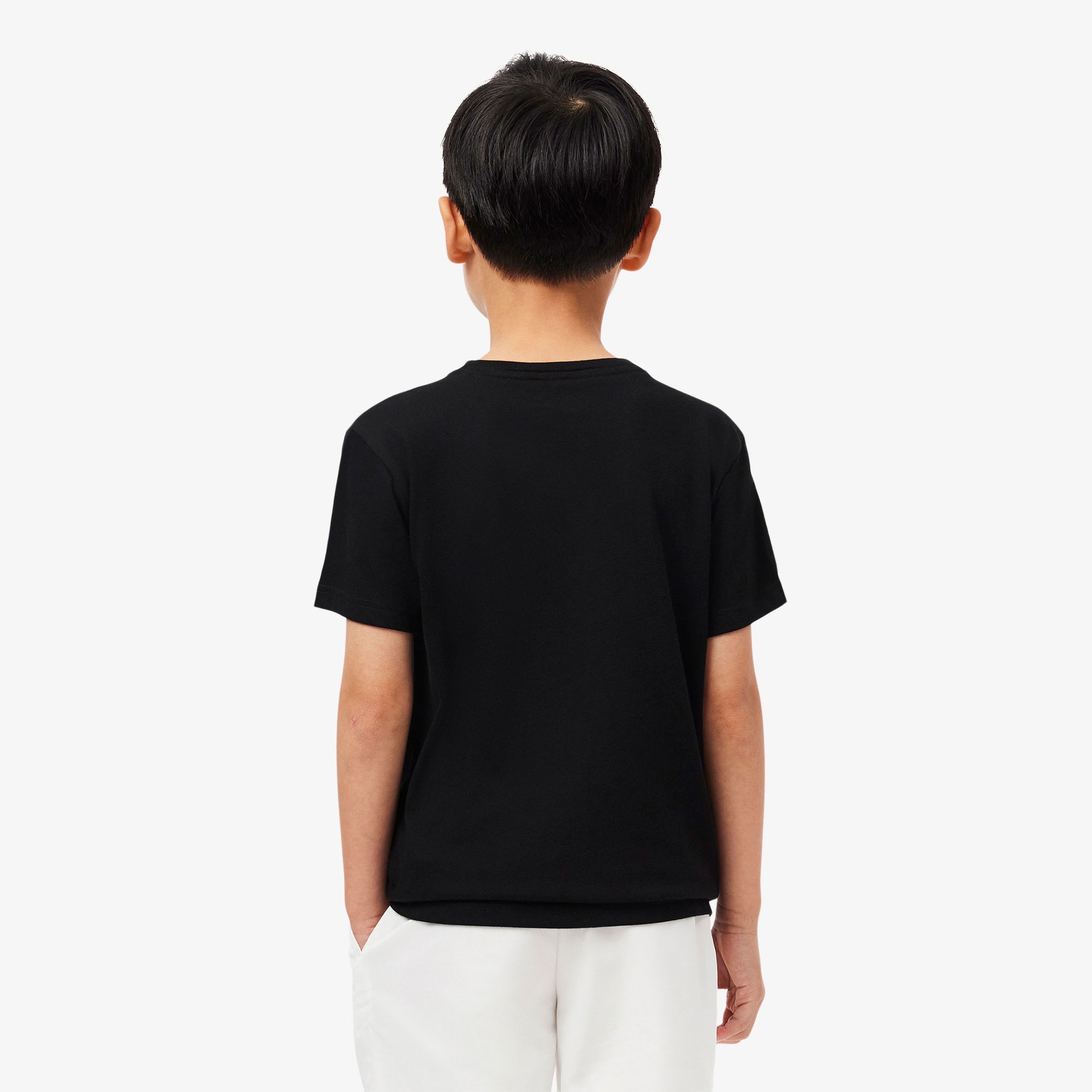 Lacoste Erkek Çocuk Oversize Fit Bisiklet Yaka Baskılı Siyah T-Shirt