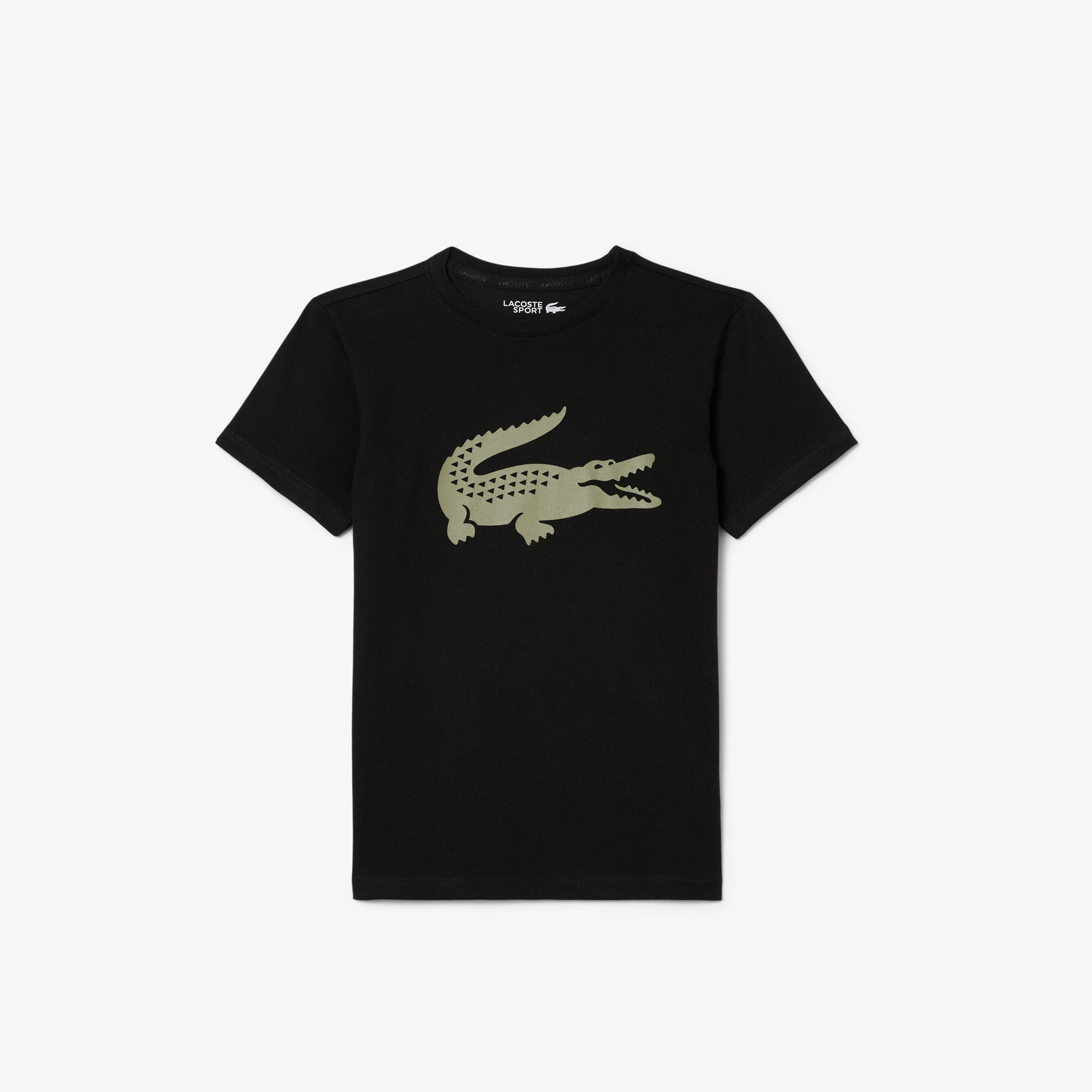 Lacoste Erkek Çocuk Oversize Fit Bisiklet Yaka Baskılı Siyah T-Shirt