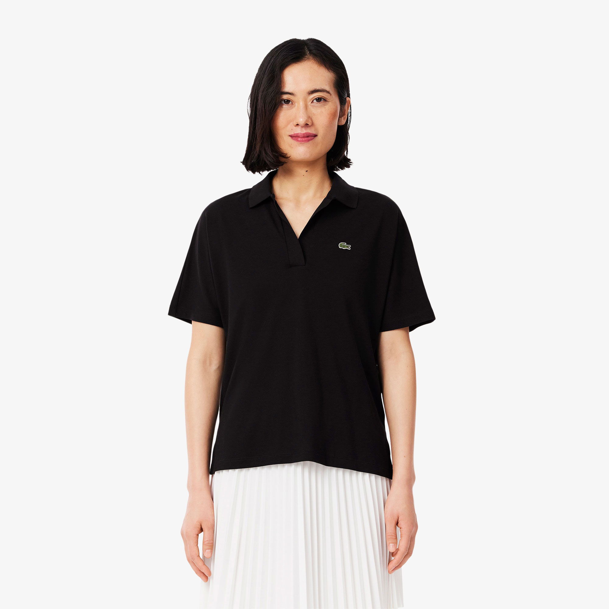Lacoste Kadın Relaxed Fit Siyah Polo