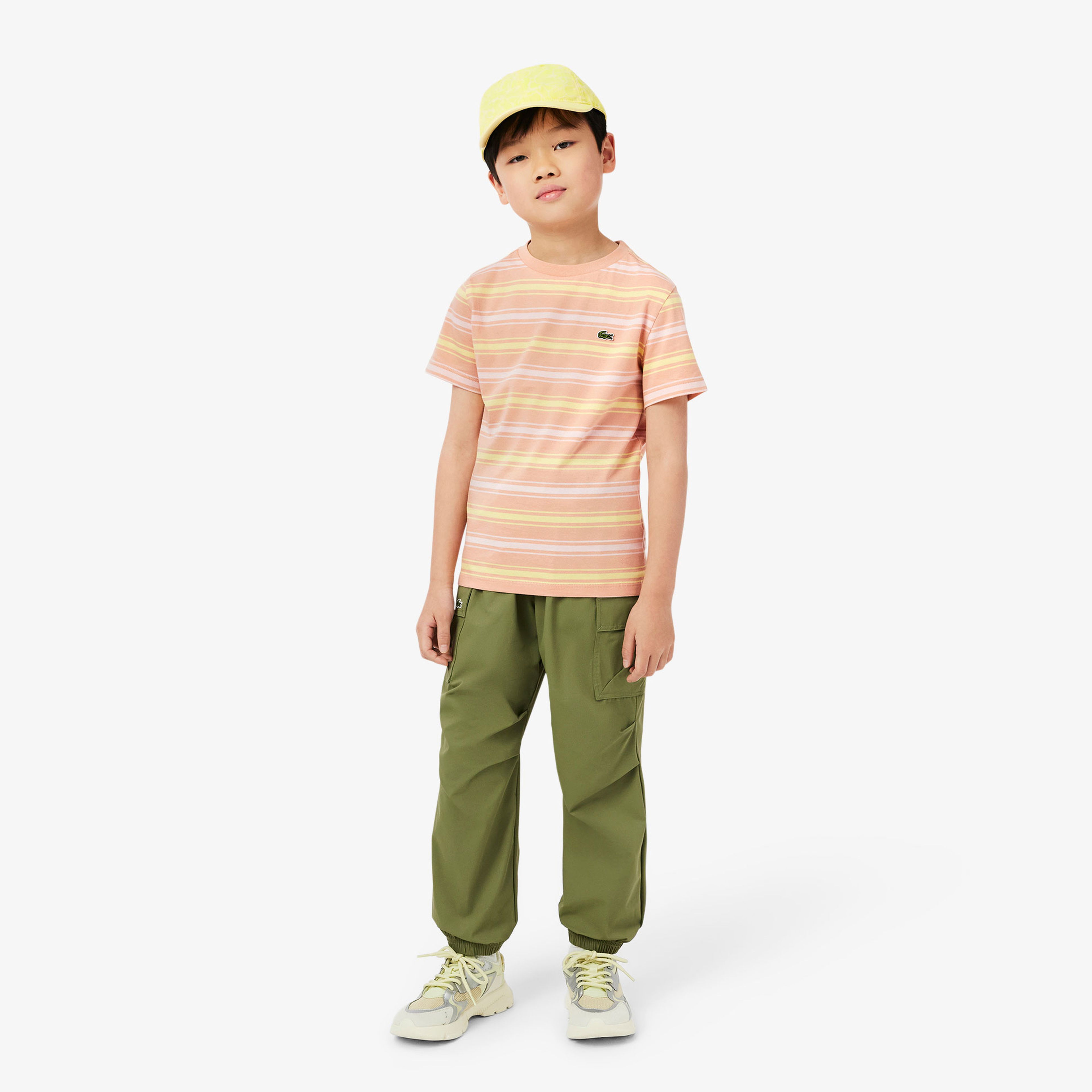 Lacoste Çocuk Bisiklet Yaka Çizgili Kahverengi T-Shirt
