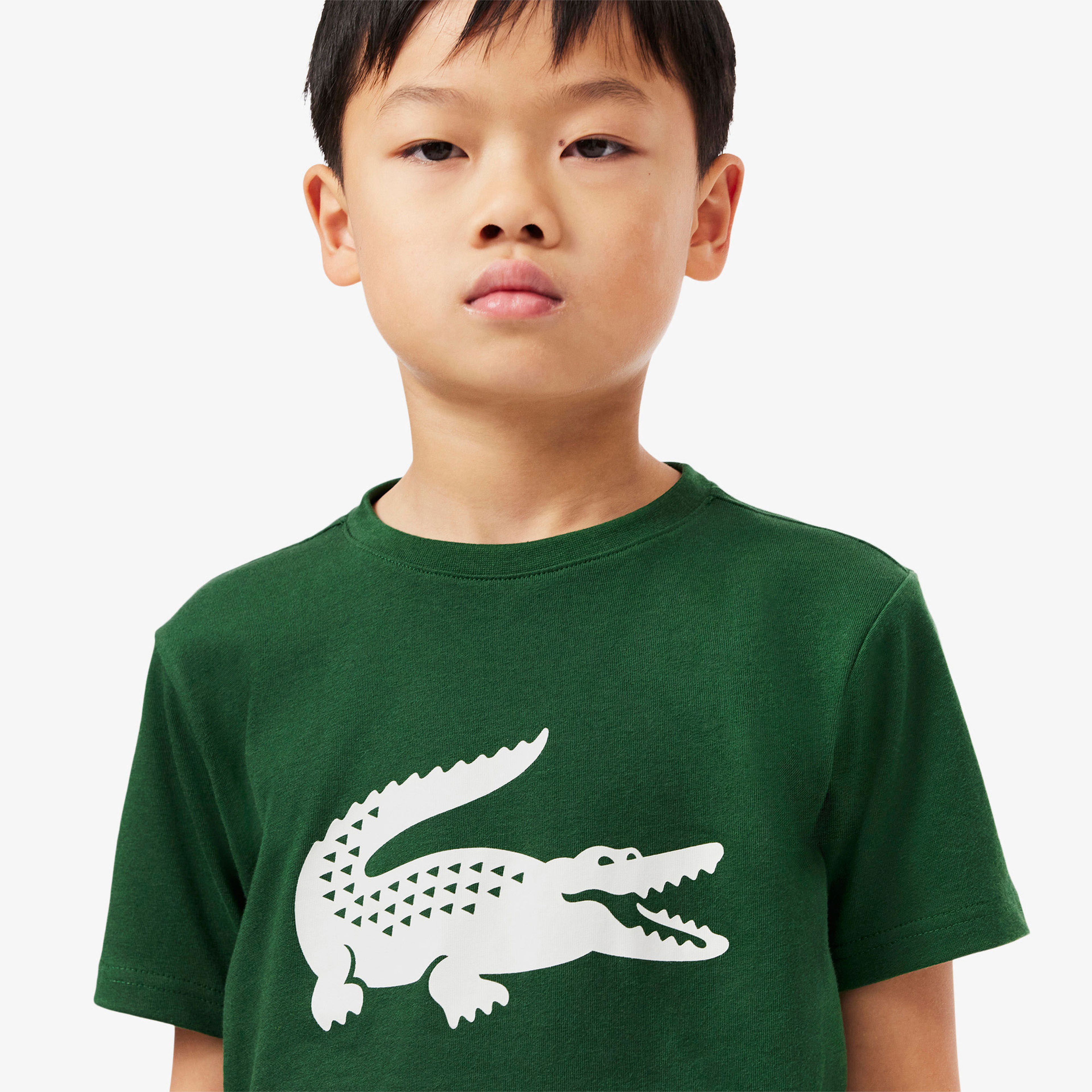 Lacoste Erkek Çocuk Oversize Fit Bisiklet Yaka Baskılı Yeşil T-Shirt