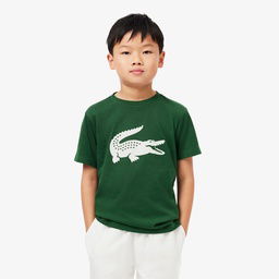 Lacoste Erkek Çocuk Oversize Fit Bisiklet Yaka Baskılı Yeşil T-Shirt Yeşil