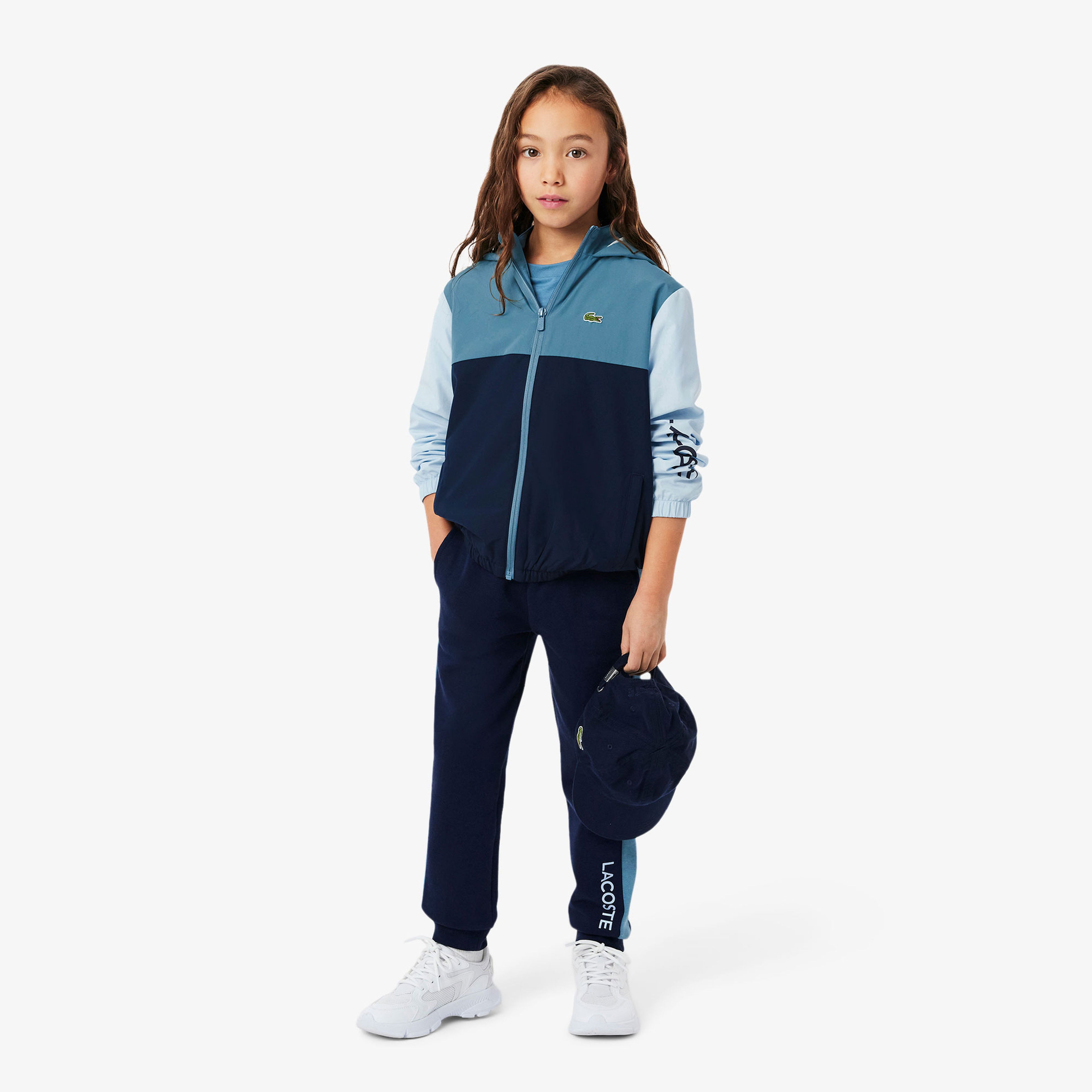 Lacoste Çocuk Kapüşonlu Renk Bloklu Lacivert Ceket