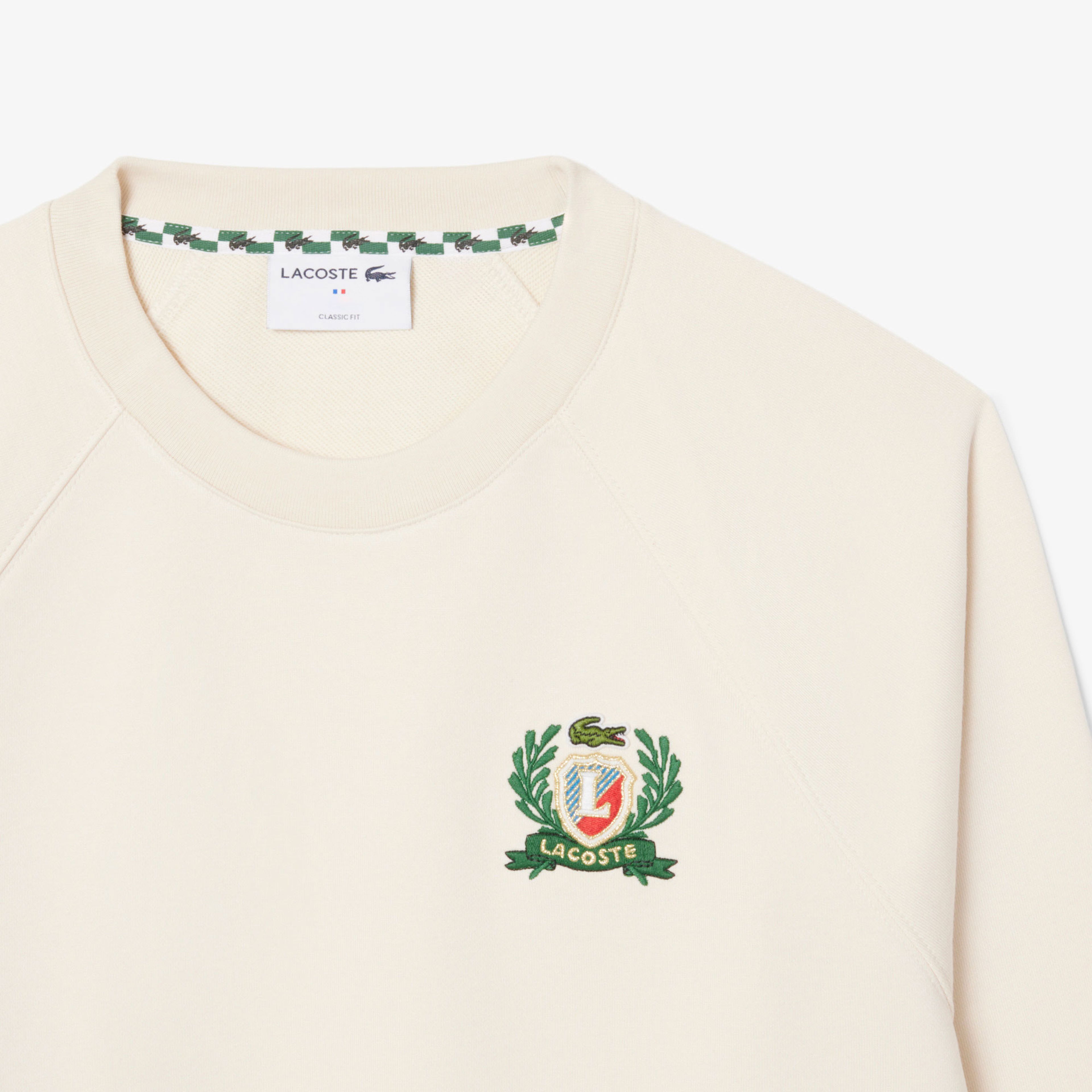 Lacoste Erkek Classic Fit Bisiklet Yaka Krem Sweatshirt