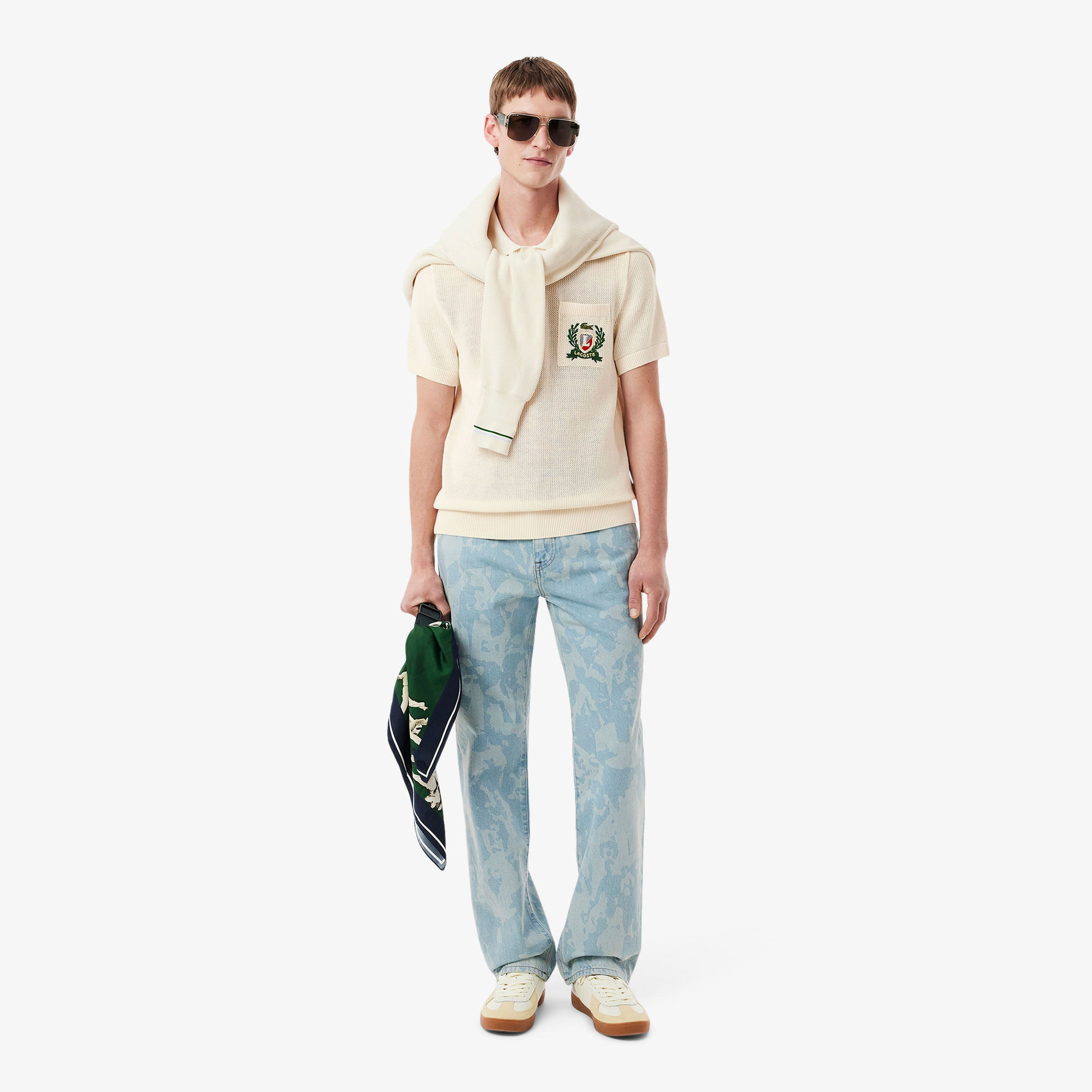 Lacoste Erkek Kısa Kollu Polo Yaka Krem Triko