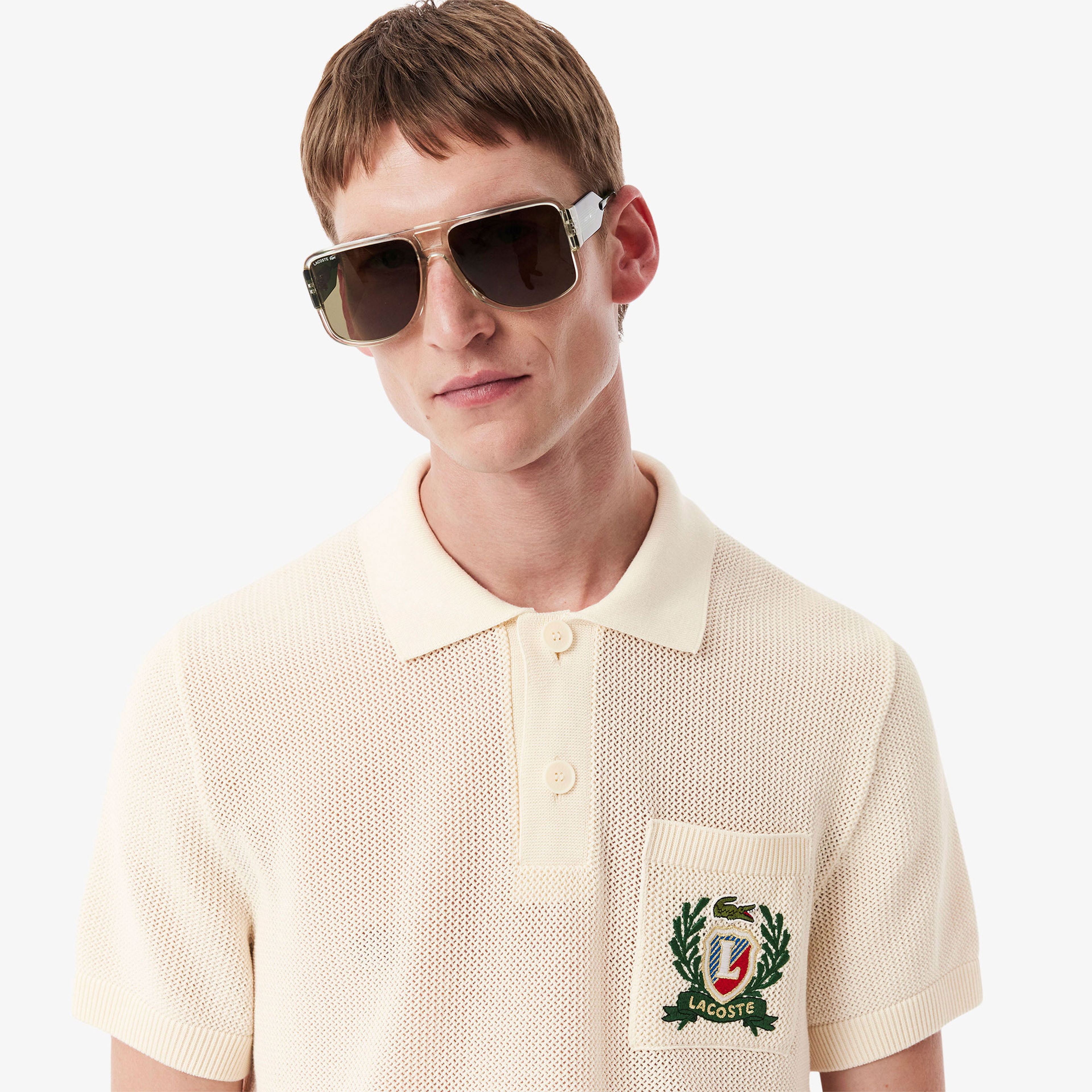 Lacoste Erkek Kısa Kollu Polo Yaka Krem Triko