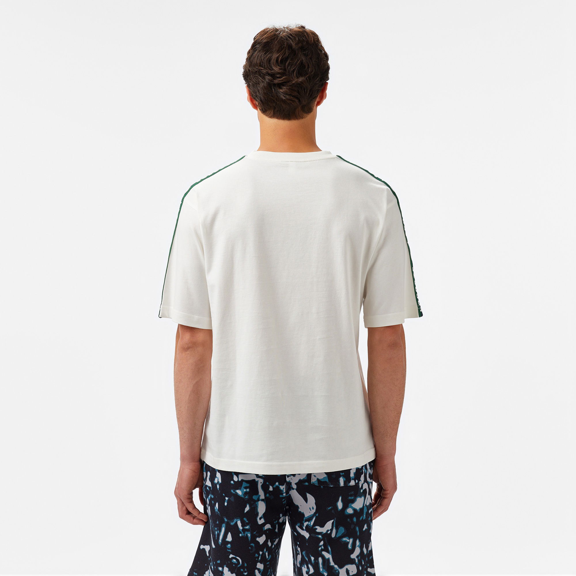 Lacoste Erkek Relaxed Fit Bisiklet Yaka Baskılı Beyaz T-Shirt