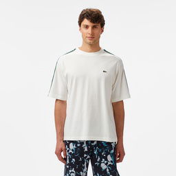 Lacoste Erkek Relaxed Fit Bisiklet Yaka Baskılı Beyaz T-Shirt Beyaz