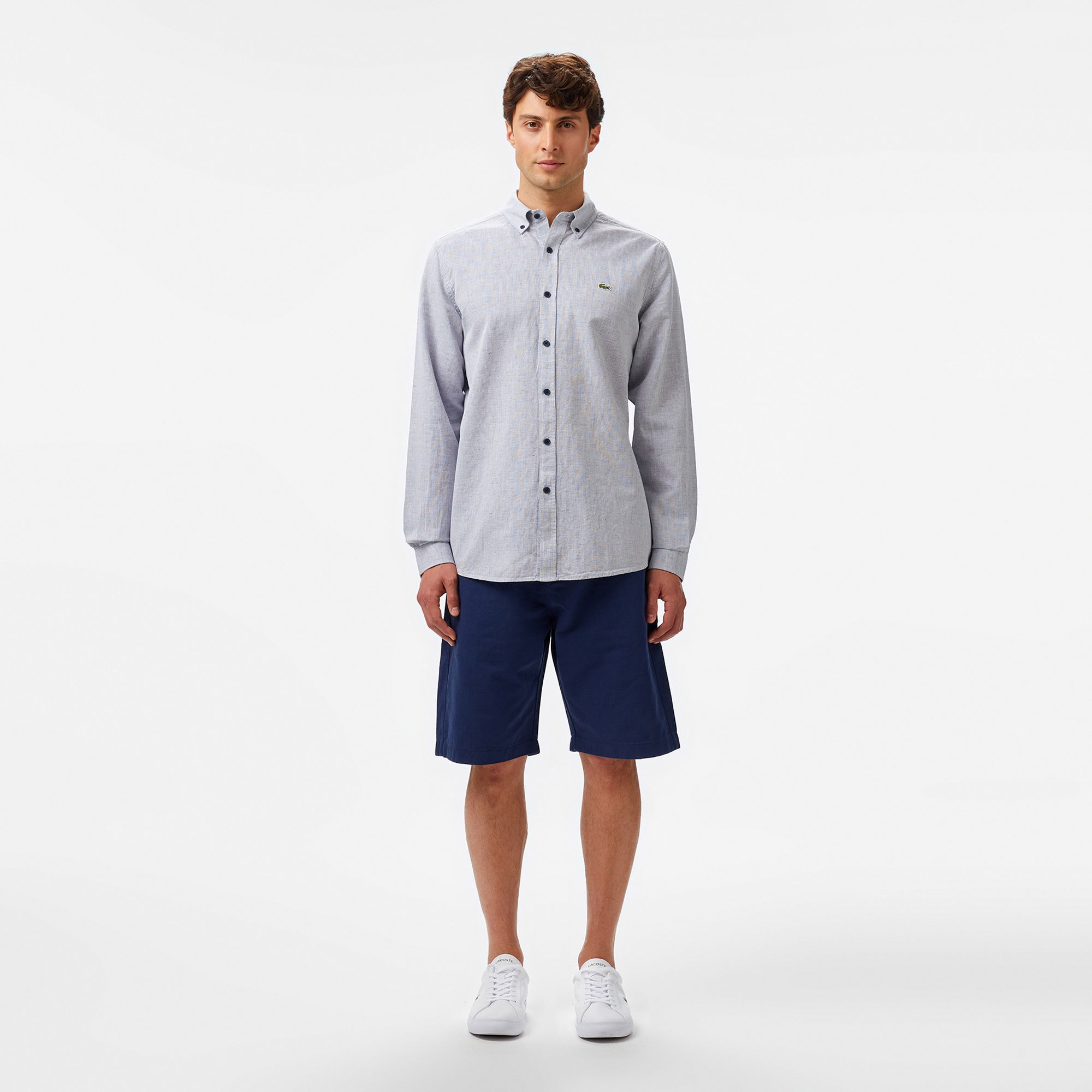 Lacoste Erkek Regular Fit Düğmeli Yaka Lacivert Gömlek