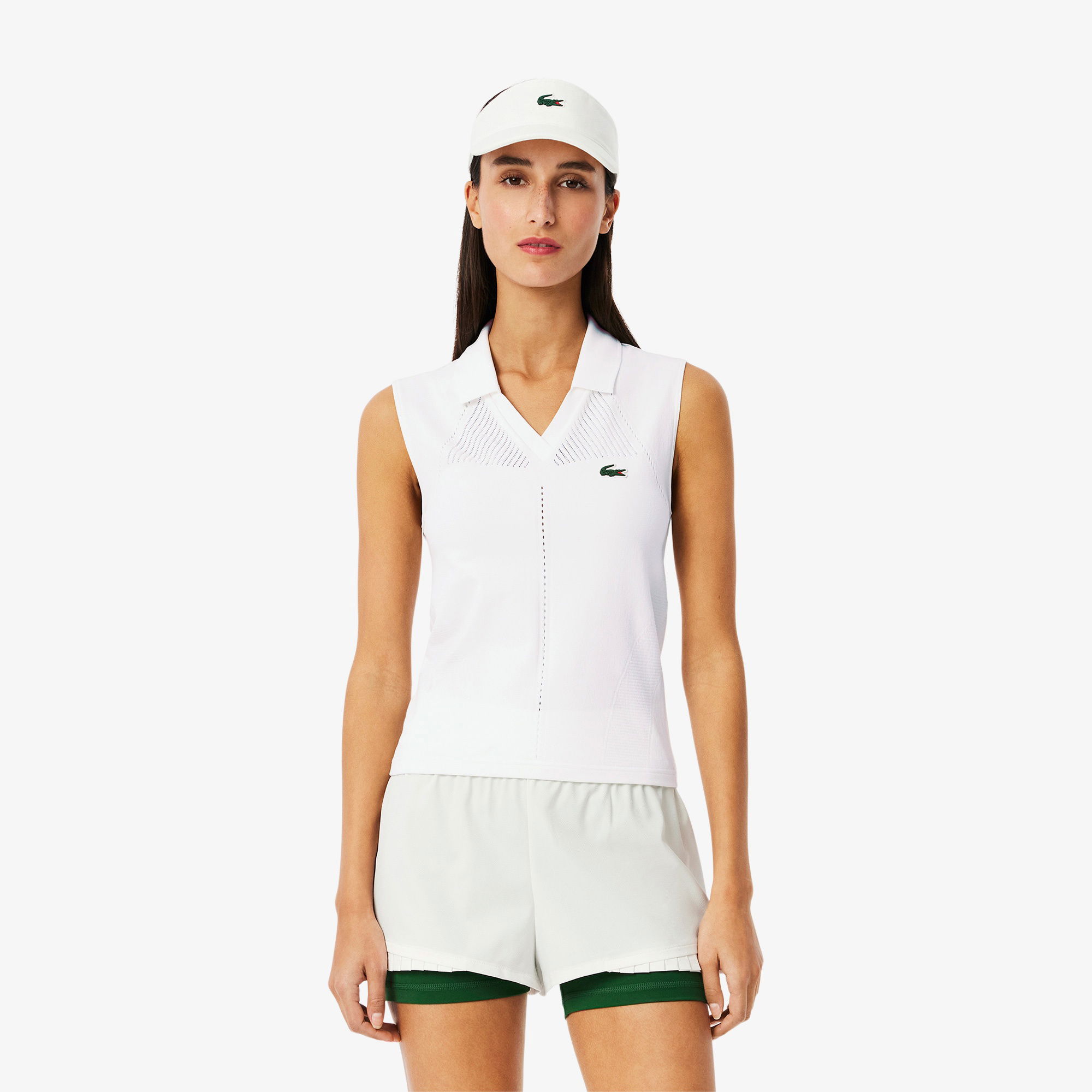 Lacoste Kadın Slim Fit Beyaz Polo
