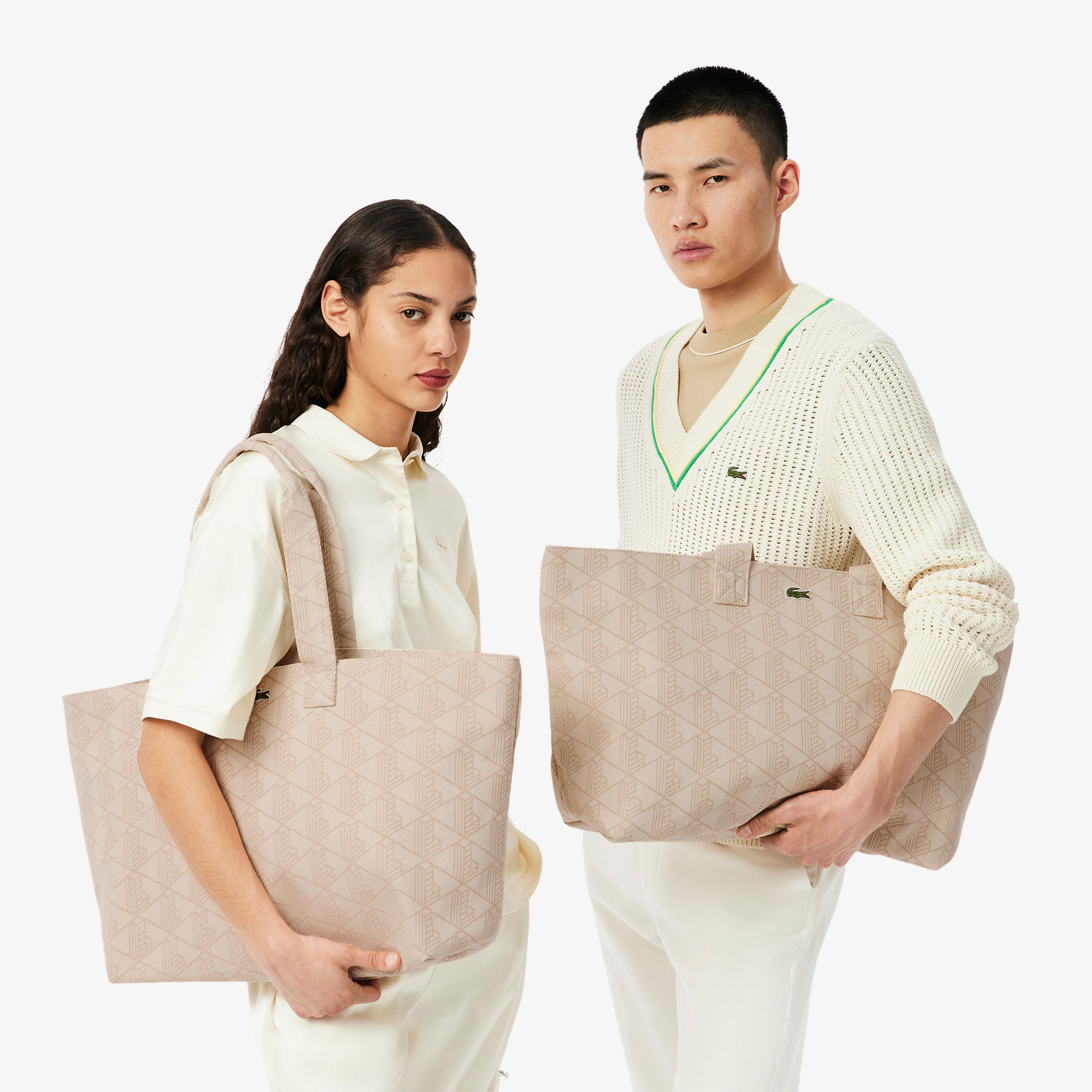 Lacoste Unisex Monogram Bej Omuz Çantası