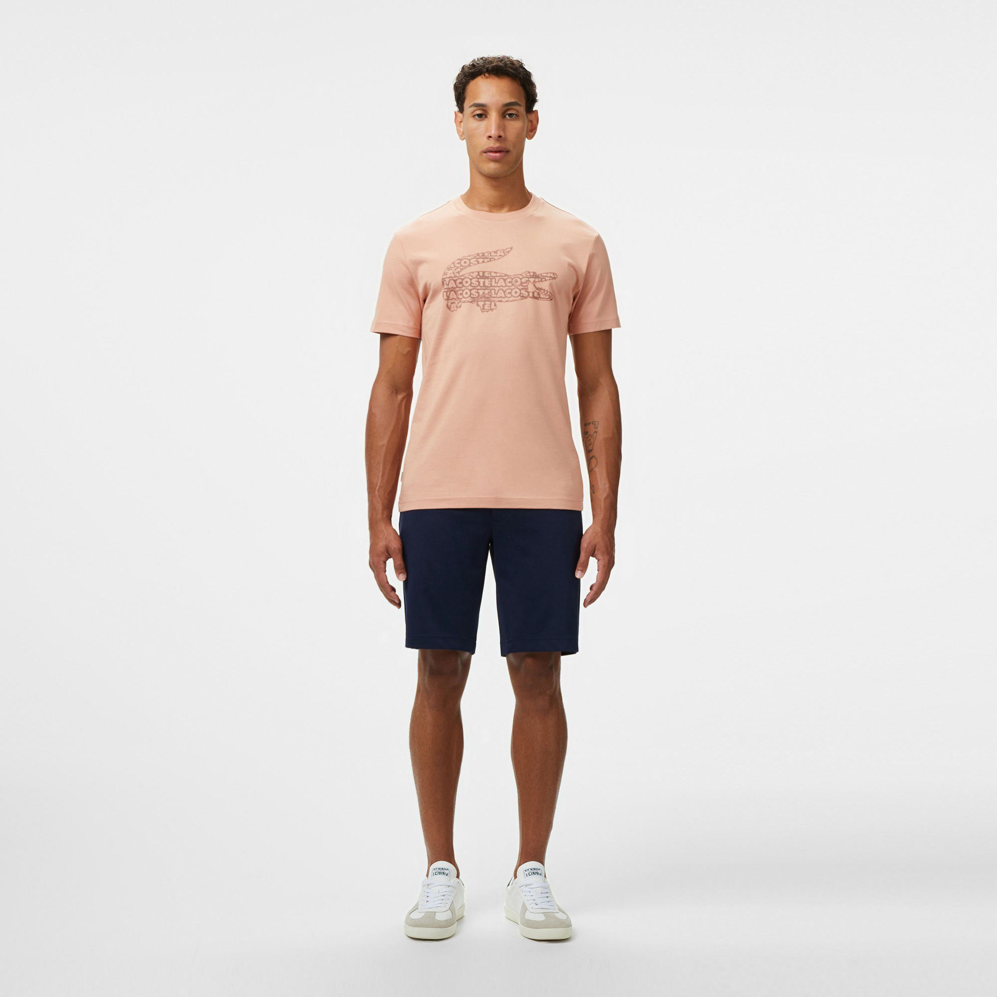 Lacoste Erkek Regular Fit Bisiklet Yaka Baskılı Açık Kahverengi T-Shirt