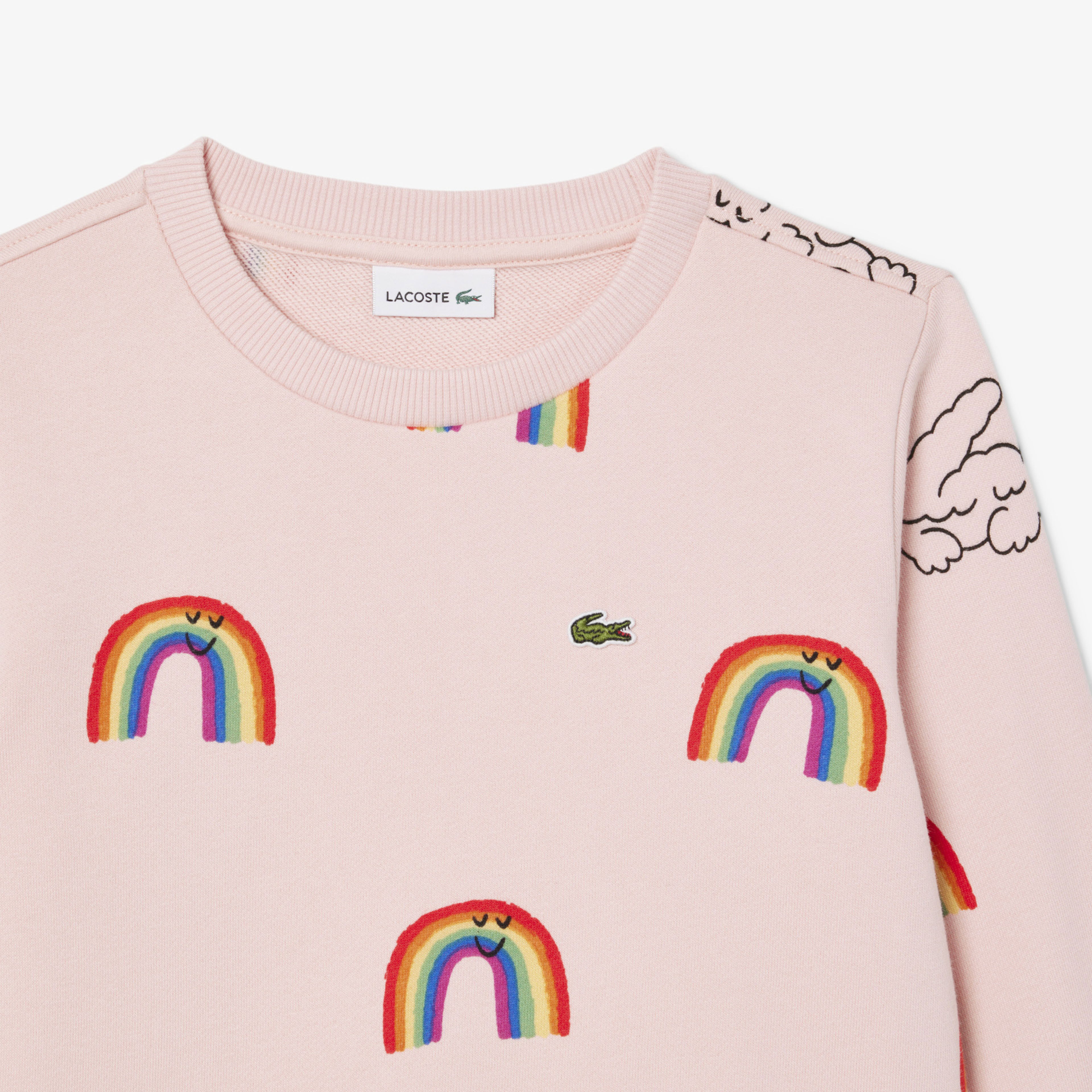 Lacoste Çocuk Bisiklet Yaka Desenli Pembe Sweatshirt