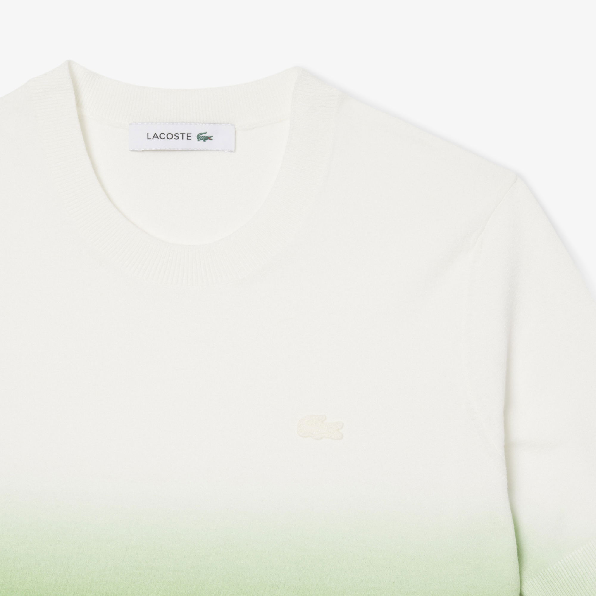 Lacoste Kadın Classic Fit Kısa Kollu Bisiklet Yaka Renk Bloklu Yeşil Triko
