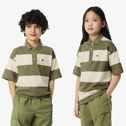 Lacoste Çocuk Çizgili Beyaz Polo Beyaz