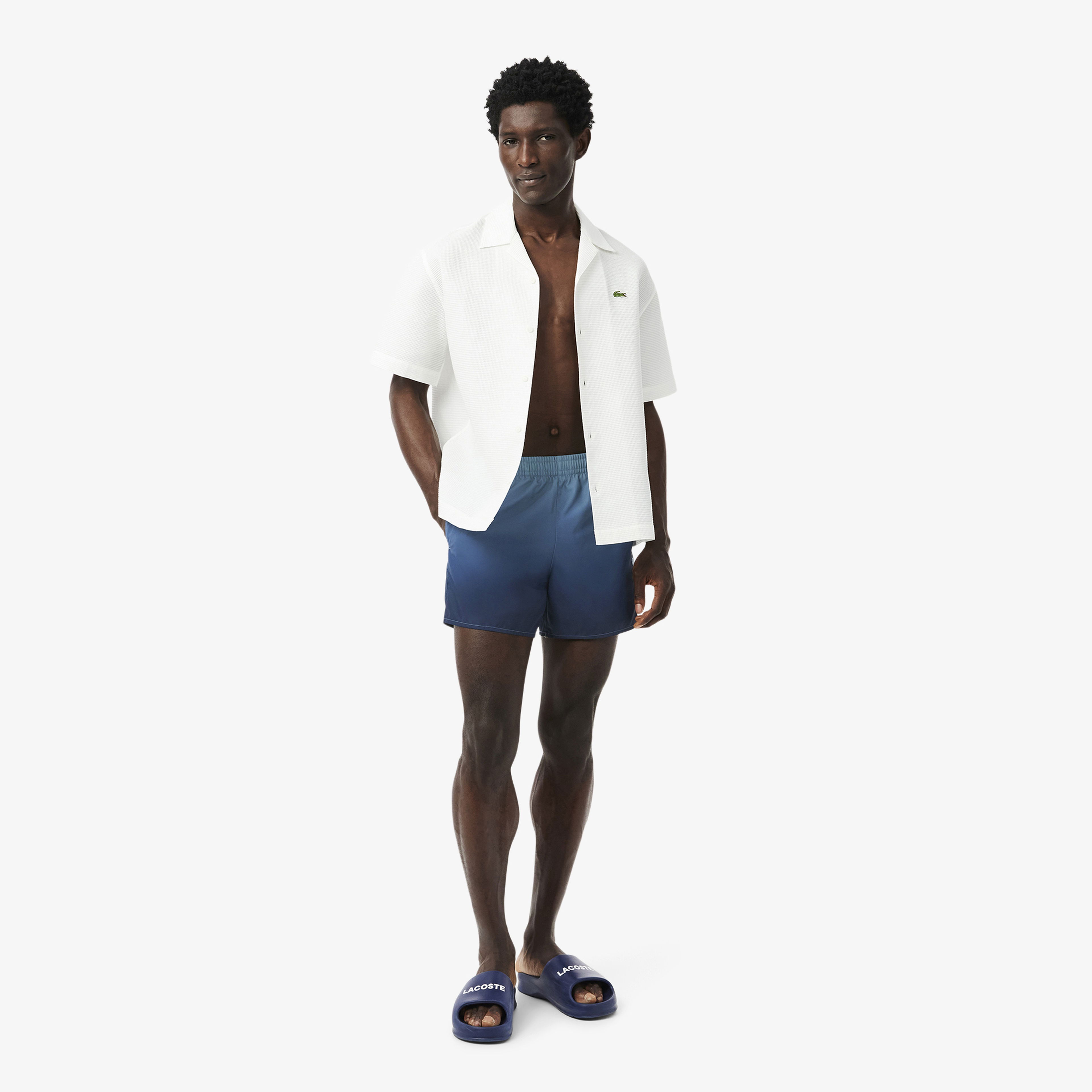 Lacoste Erkek Renk Bloklu Mavi Mayo
