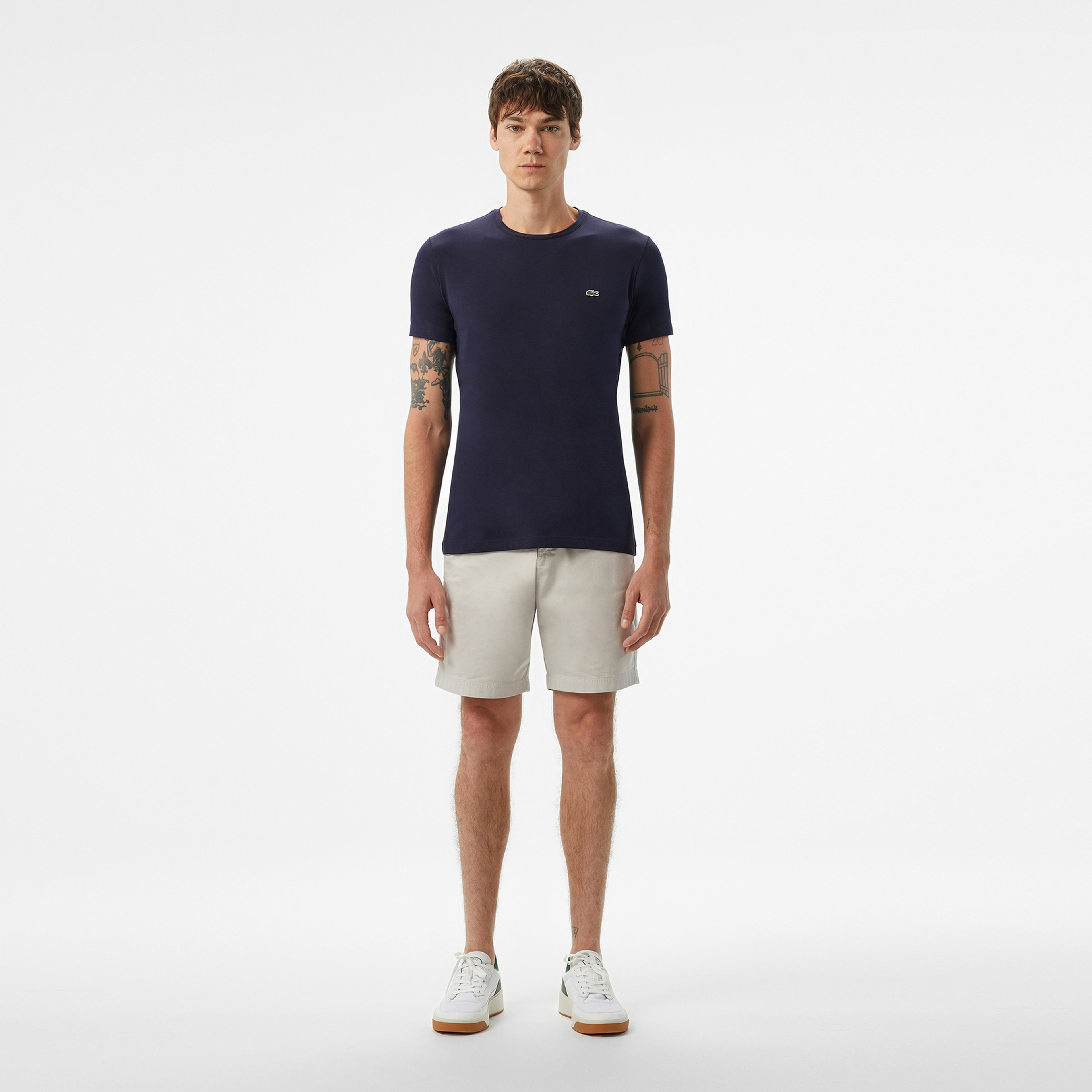 Lacoste Erkek Slim Fit Bisiklet Yaka Beyaz T-Shirt