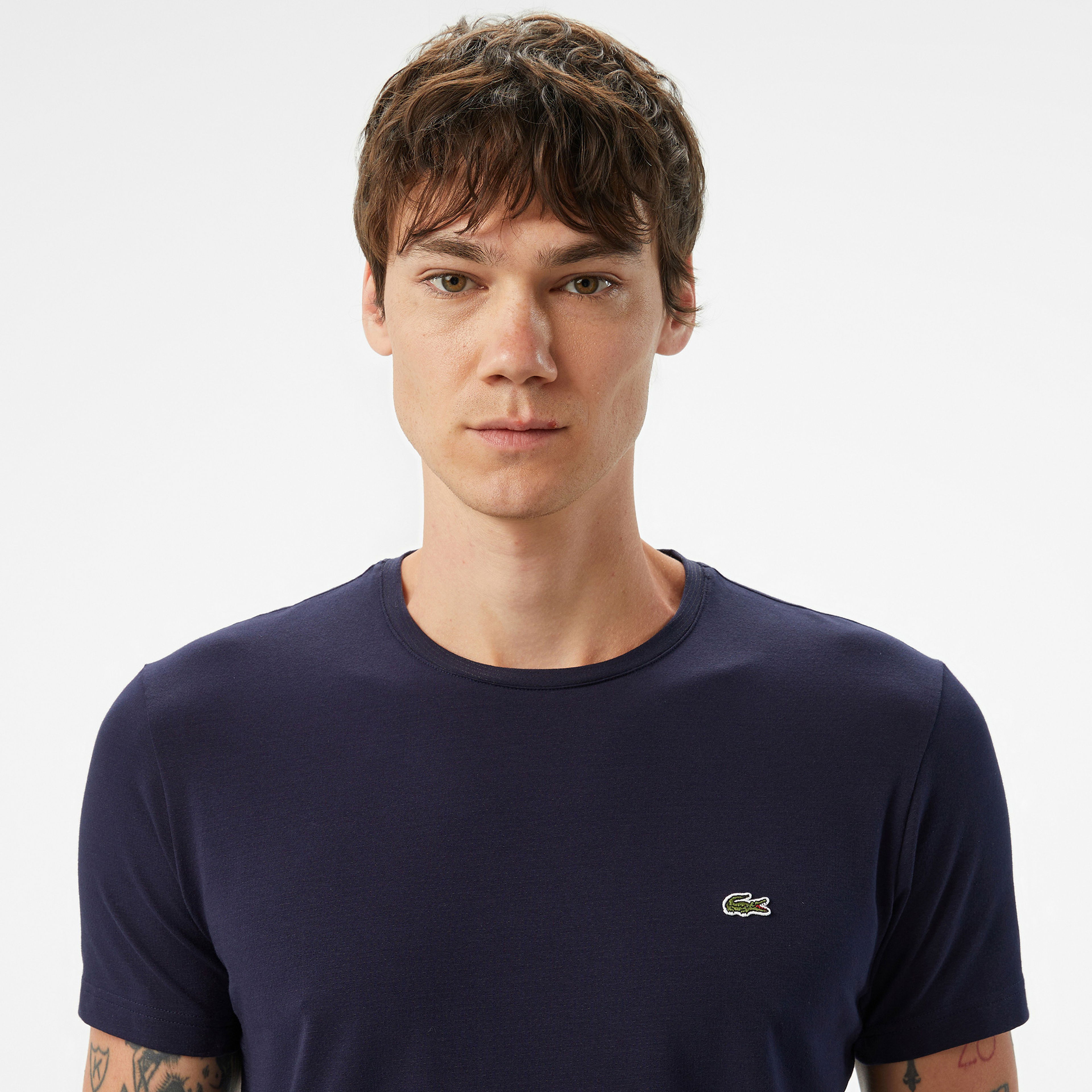 Lacoste Erkek Slim Fit Bisiklet Yaka Beyaz T-Shirt