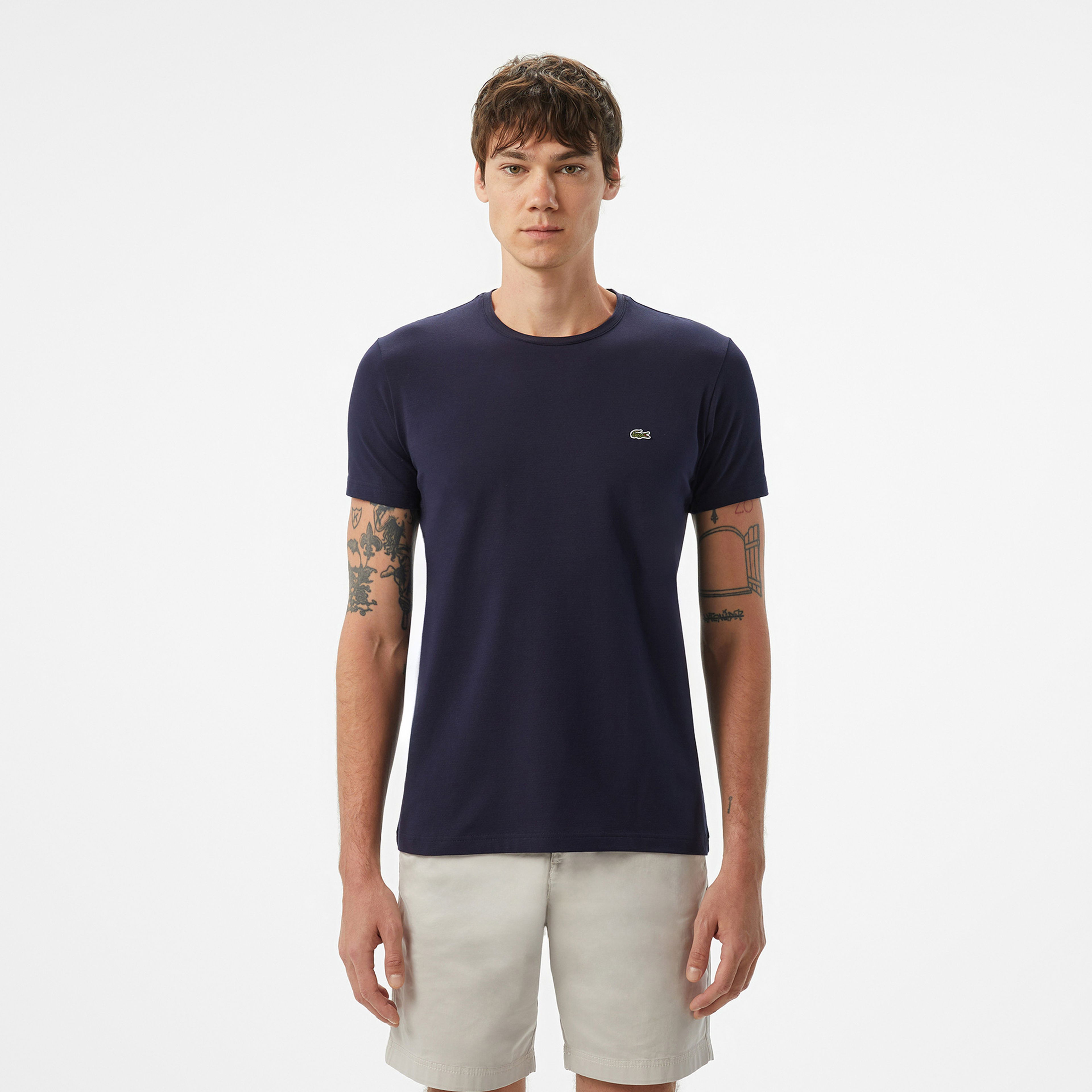 Lacoste Erkek Slim Fit Bisiklet Yaka Beyaz T-Shirt