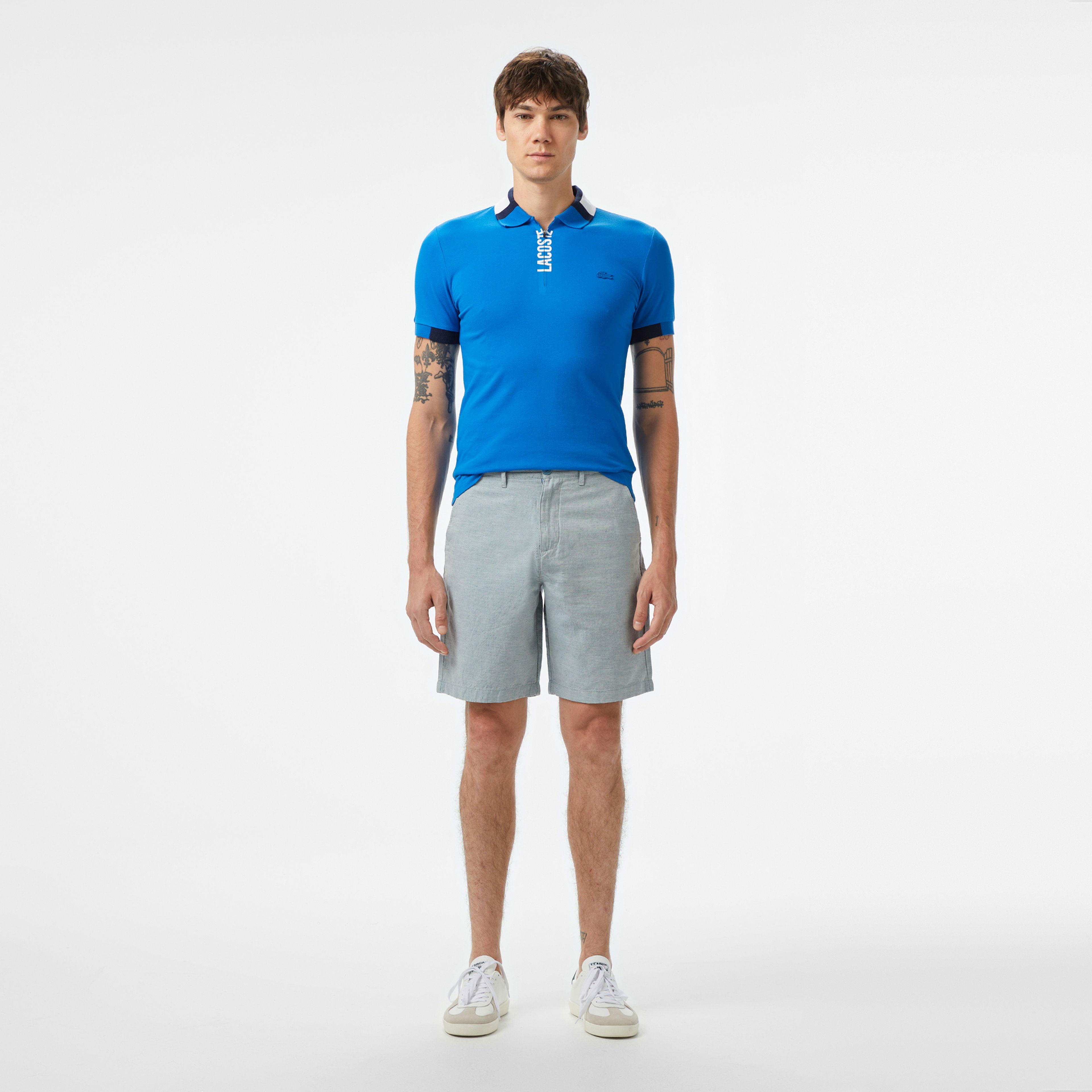 Lacoste Erkek Regular Fit Yarım Fermuarlı Baskılı Lacivert Polo