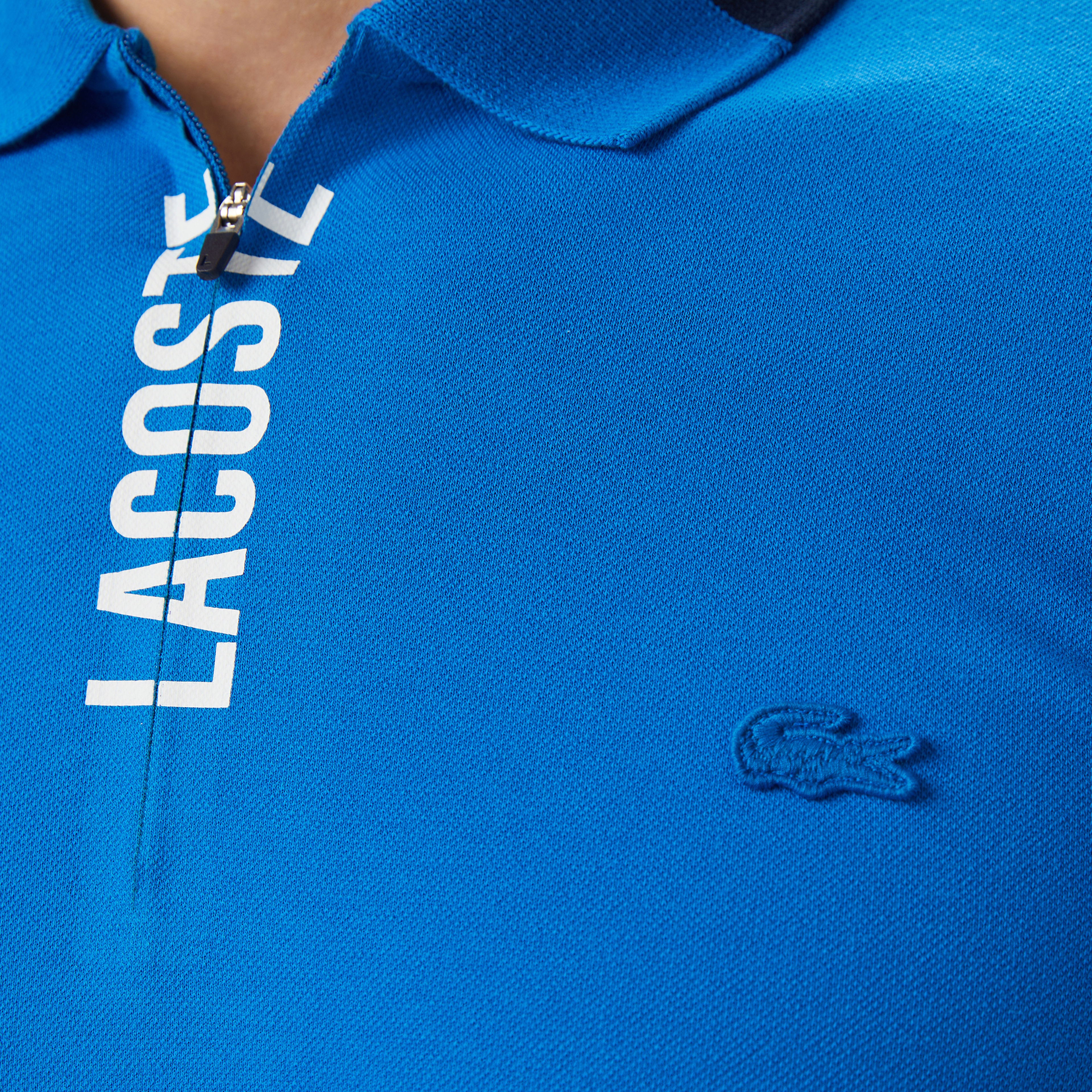 Lacoste Erkek Regular Fit Yarım Fermuarlı Baskılı Lacivert Polo